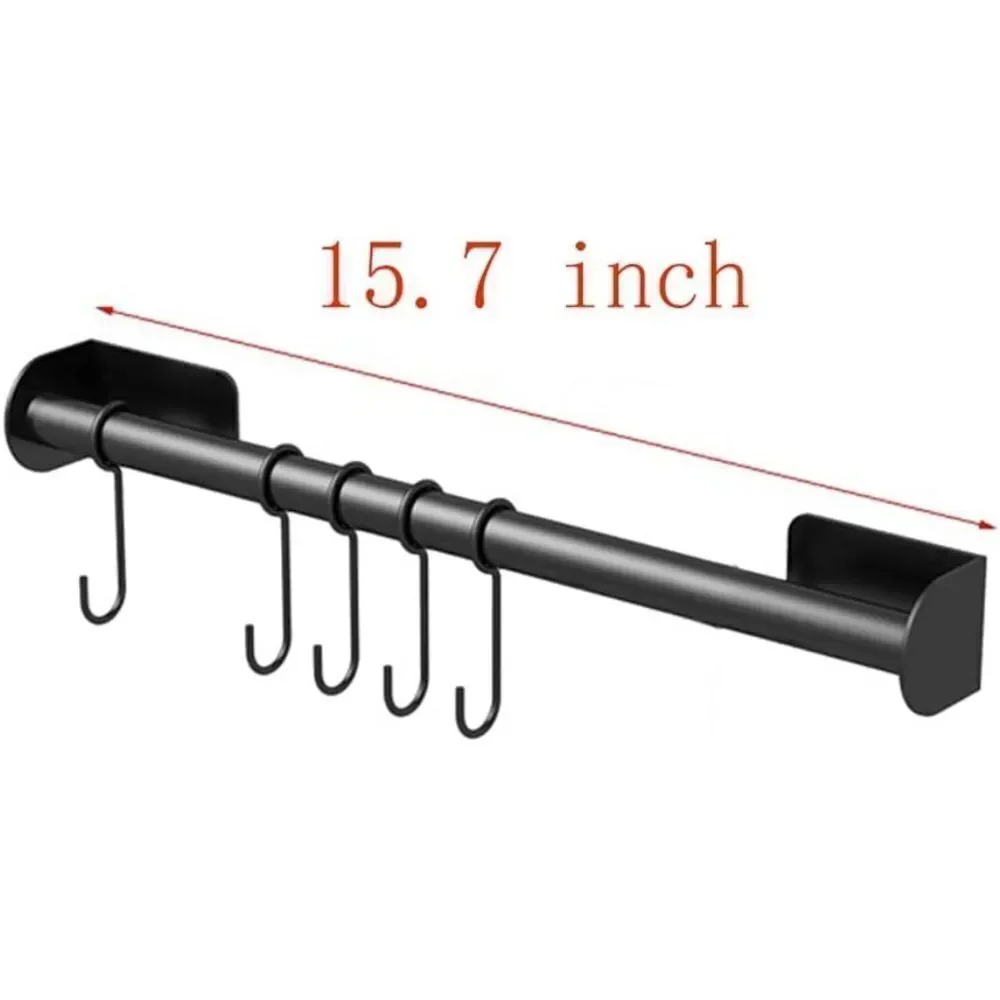 Wall Mounted Utensil Rack Hanger Heavy Duty Utensils 40 cm 5 Hooks